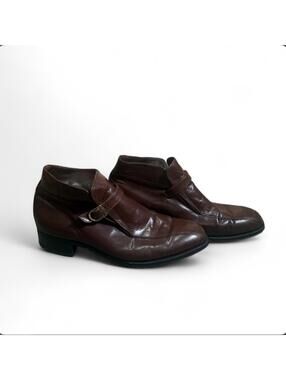 1970s Florsheim Imperial Guardsman Chukka Boots Brown Leather Monk Strap Sz 10.5